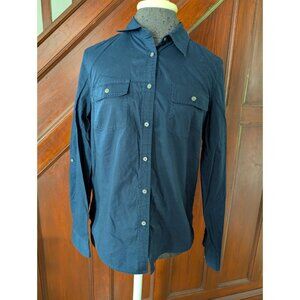 Talbots Womens Navy Button-Up Long Sleeve Shirt Size 8